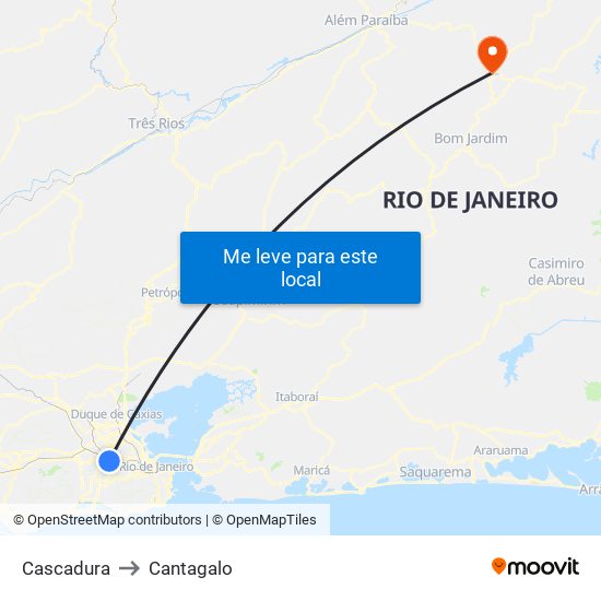 Cascadura to Cantagalo map