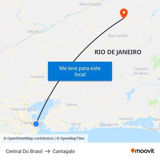 Central Do Brasil to Cantagalo map