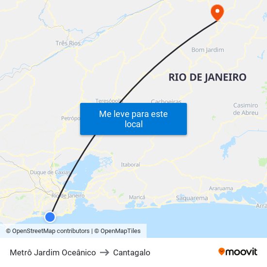 Metrô Jardim Oceânico to Cantagalo map