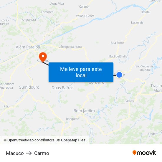 Macuco to Carmo map