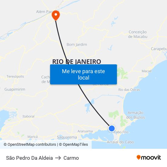 São Pedro Da Aldeia to Carmo map