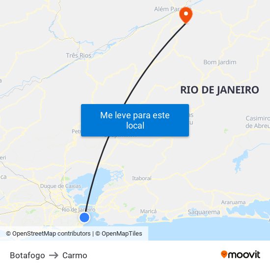 Botafogo to Carmo map