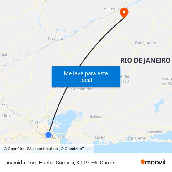 Avenida Dom Hélder Câmara, 3999 to Carmo map