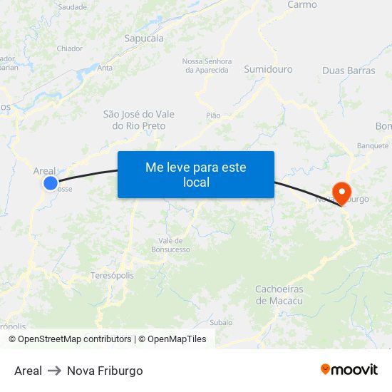 Areal to Nova Friburgo map