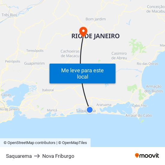 Saquarema to Nova Friburgo map