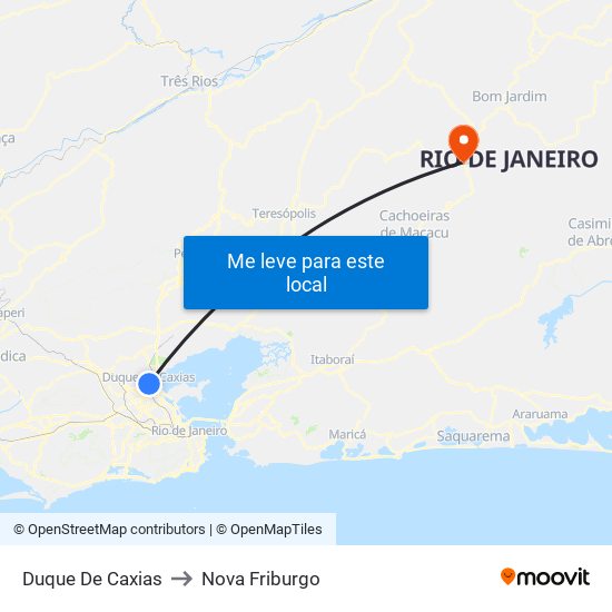 Duque De Caxias to Nova Friburgo map