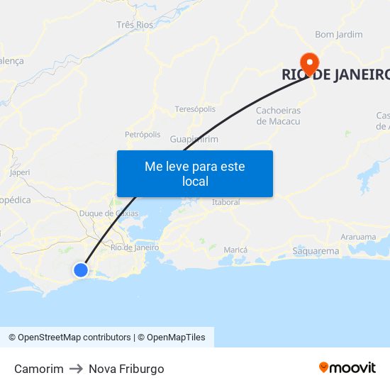 Camorim to Nova Friburgo map