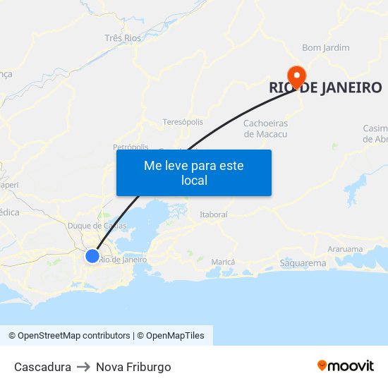 Cascadura to Nova Friburgo map