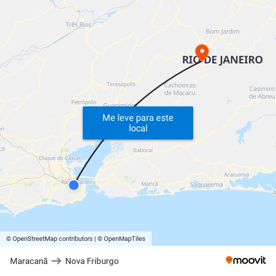 Maracanã to Nova Friburgo map