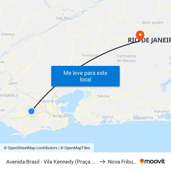 Avenida Brasil - Vila Kennedy (Praça Miami) to Nova Friburgo map