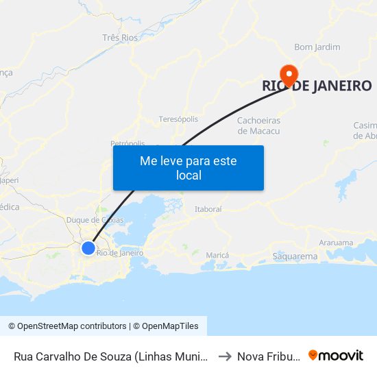 Rua Carvalho De Souza (Linhas Municipais) to Nova Friburgo map