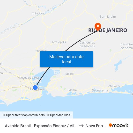 Avenida Brasil - Expansão Fiocruz / Vila Do João to Nova Friburgo map