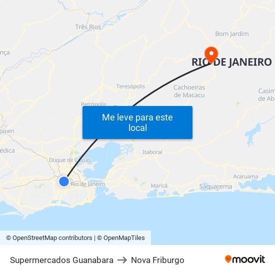 Supermercados Guanabara to Nova Friburgo map
