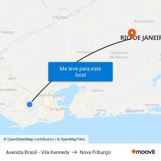 Avenida Brasil - Vila Kennedy to Nova Friburgo map