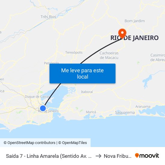 Saída 7 - Linha Amarela (Sentido Av. Brasil) to Nova Friburgo map