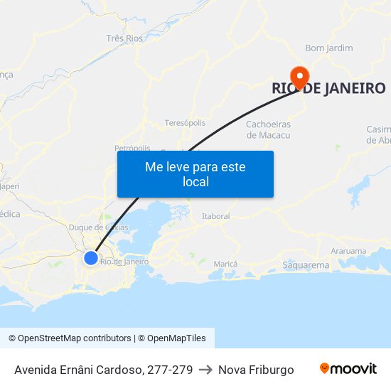 Avenida Ernâni Cardoso, 277-279 to Nova Friburgo map