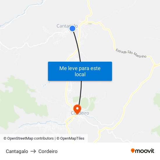 Cantagalo to Cordeiro map
