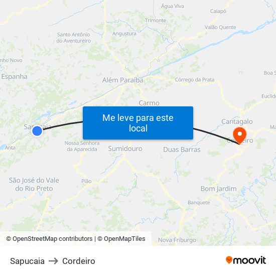 Sapucaia to Cordeiro map