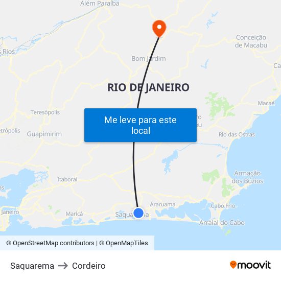 Saquarema to Cordeiro map
