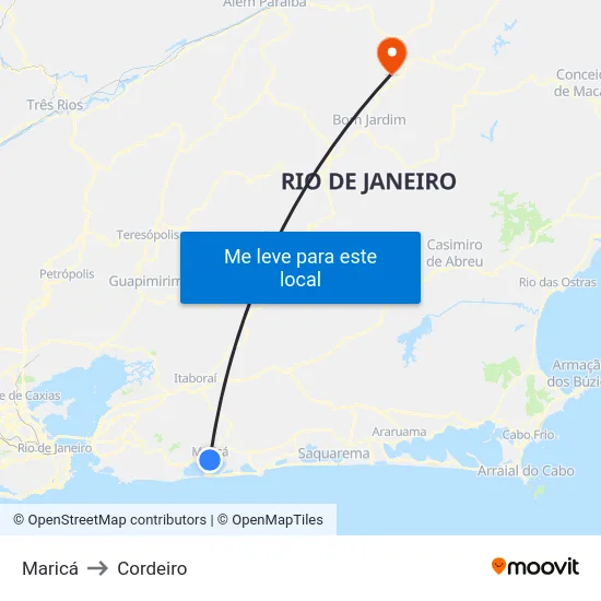 Maricá to Cordeiro map