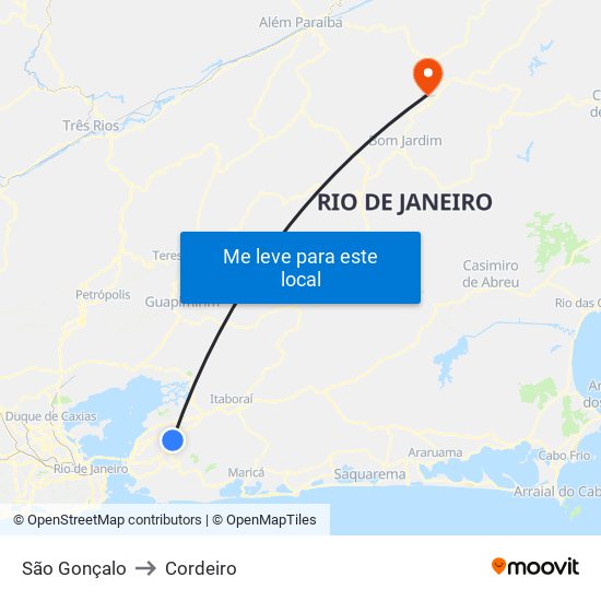 São Gonçalo to Cordeiro map