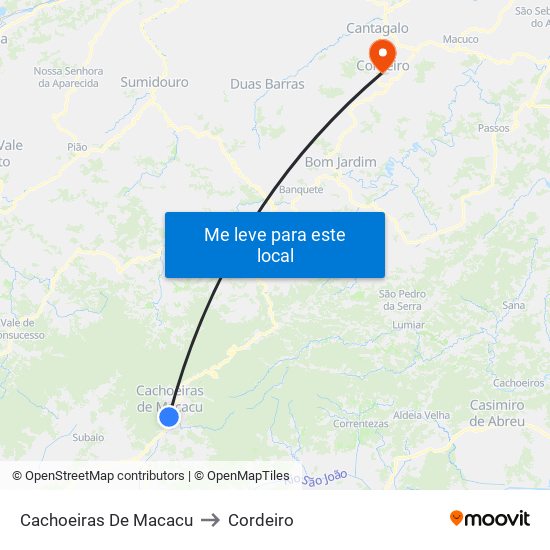 Cachoeiras De Macacu to Cordeiro map