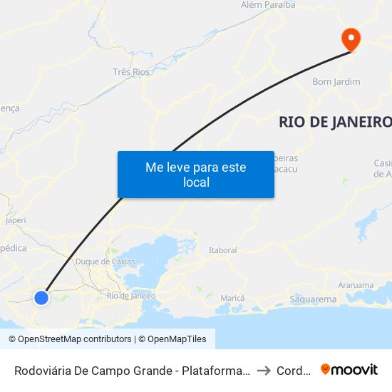 Rodoviária De Campo Grande - Plataforma A (Jabour) to Cordeiro map