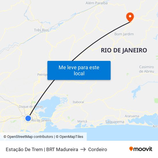 Estação De Trem | BRT Madureira to Cordeiro map