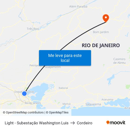 Light - Subestação Washington Luis to Cordeiro map