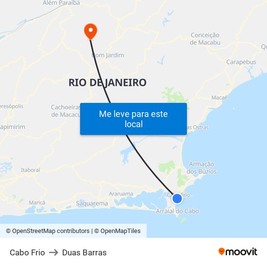 Cabo Frio to Duas Barras map