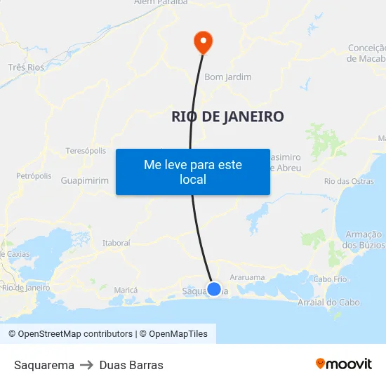 Saquarema to Duas Barras map