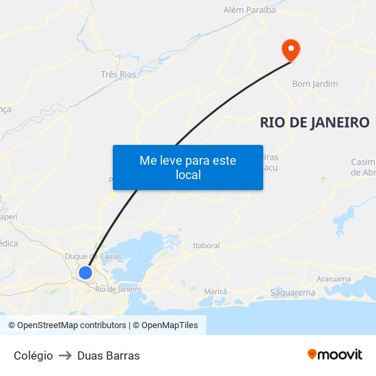 Colégio to Duas Barras map