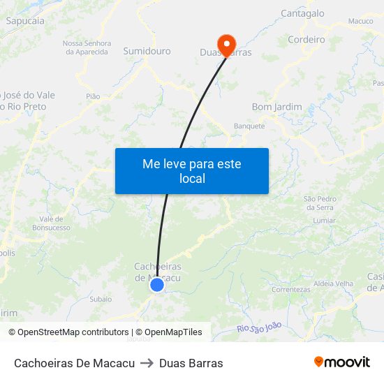 Cachoeiras De Macacu to Duas Barras map