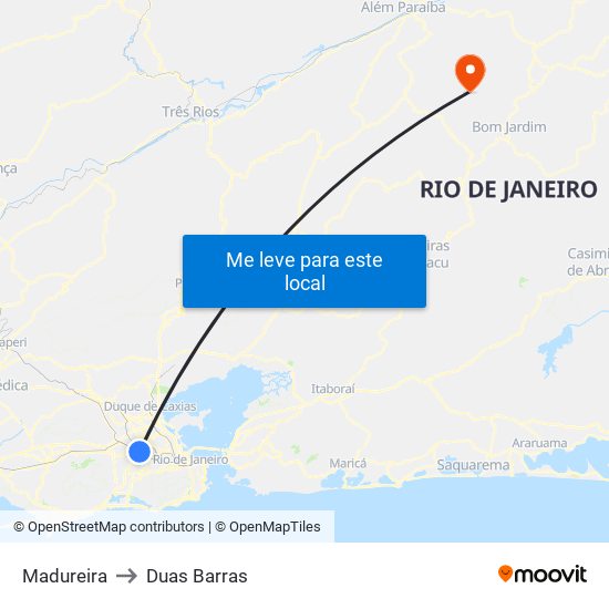 Madureira to Duas Barras map