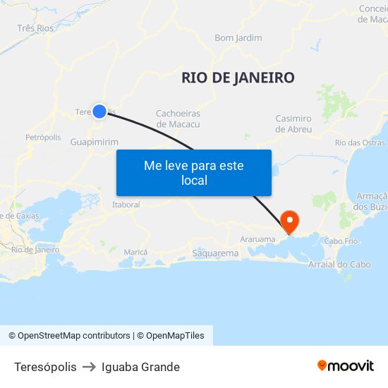 Teresópolis to Iguaba Grande map