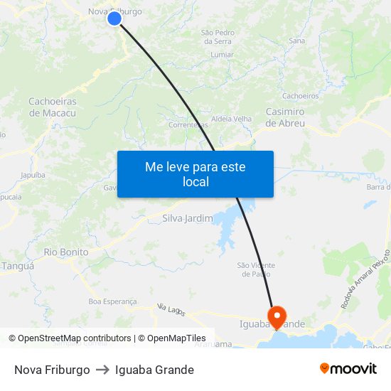 Nova Friburgo to Nova Friburgo map