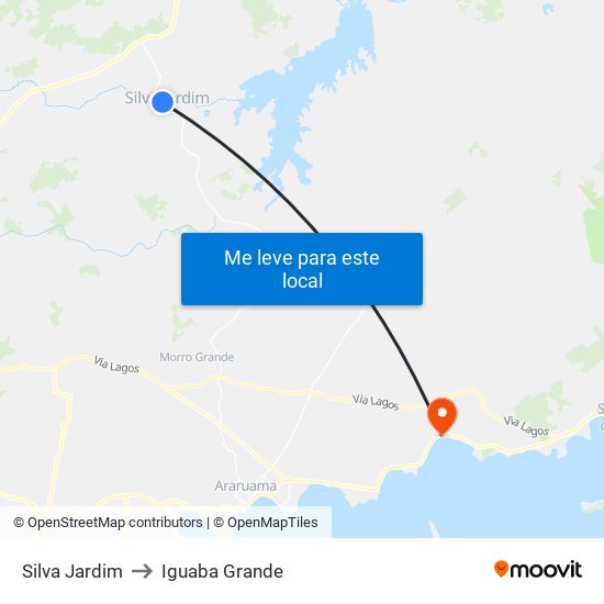 Silva Jardim to Iguaba Grande map