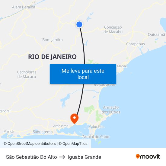 São Sebastião Do Alto to Iguaba Grande map