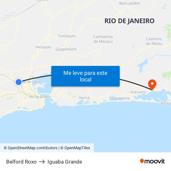 Belford Roxo to Iguaba Grande map