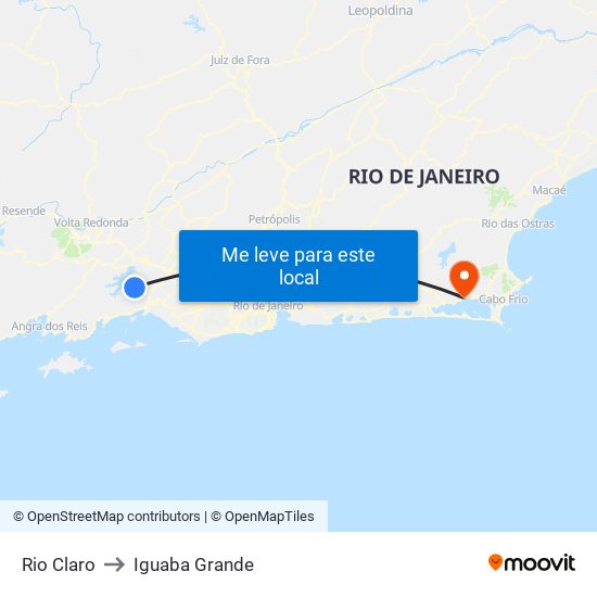 Rio Claro to Iguaba Grande map