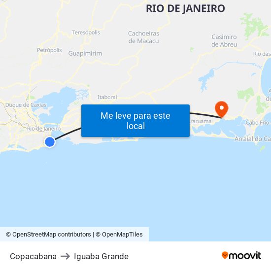 Copacabana to Iguaba Grande map