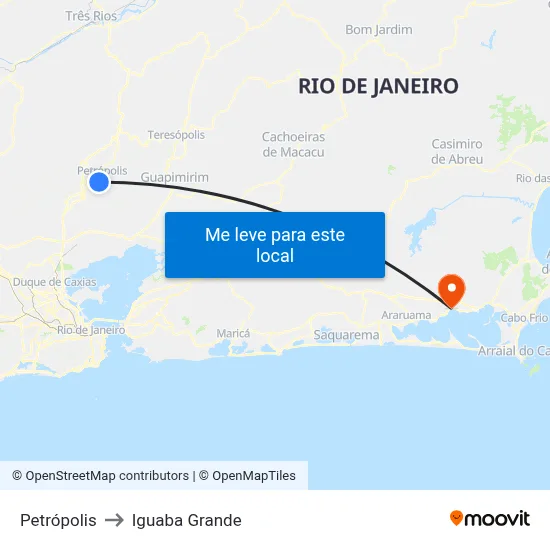 Petrópolis to Iguaba Grande map