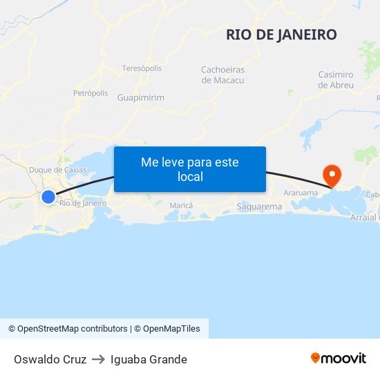 Oswaldo Cruz to Iguaba Grande map