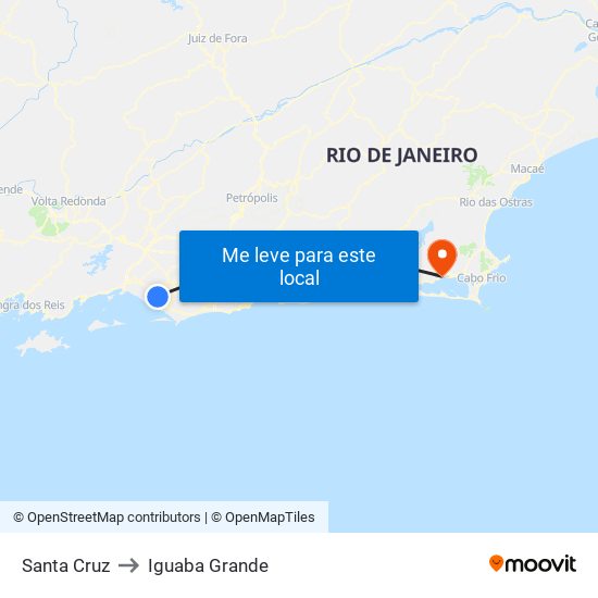 Santa Cruz to Iguaba Grande map