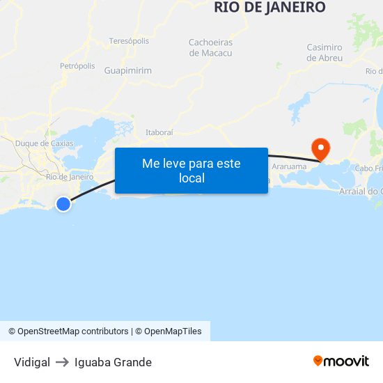 Vidigal to Iguaba Grande map