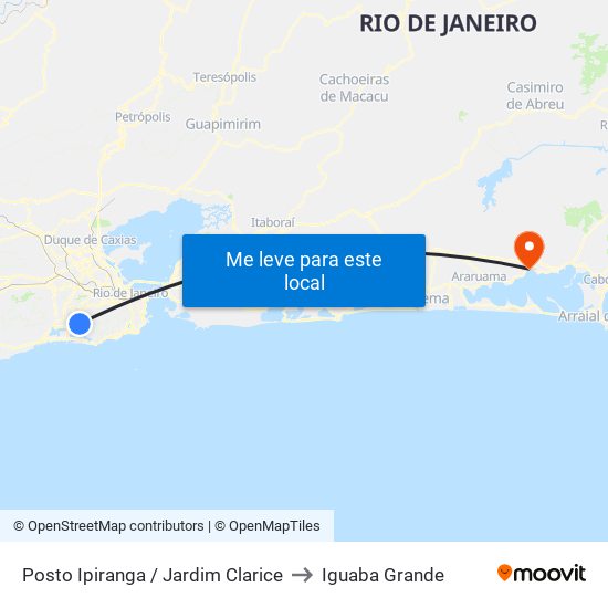 Posto Ipiranga / Jardim Clarice to Iguaba Grande map