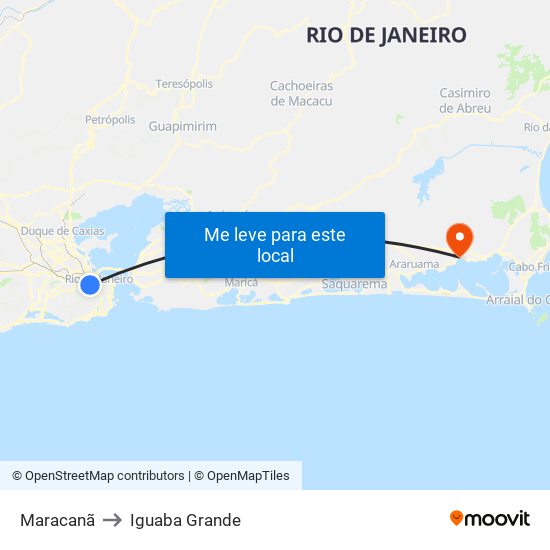 Maracanã to Iguaba Grande map