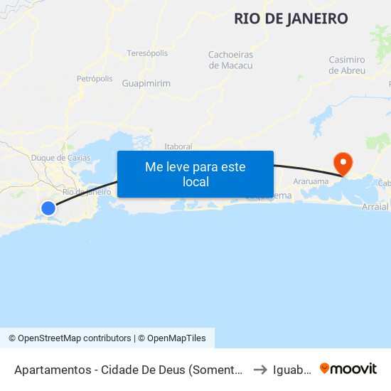 Apartamentos - Cidade De Deus (Somente Sentido Linha Amarela / Cidade De Deus) to Iguaba Grande map