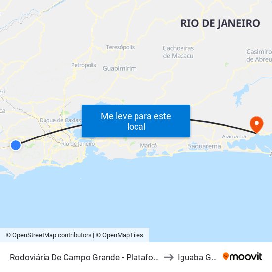 Rodoviária De Campo Grande - Plataforma A (Jabour) to Iguaba Grande map