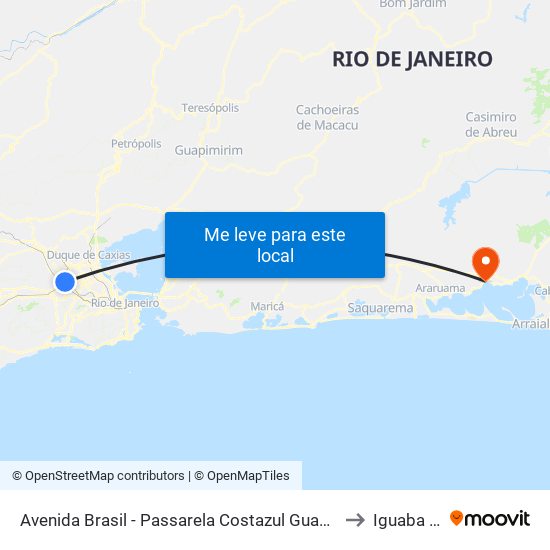 Avenida Brasil - Passarela Costazul Guadalupe (Sentido Zona Oeste) to Iguaba Grande map